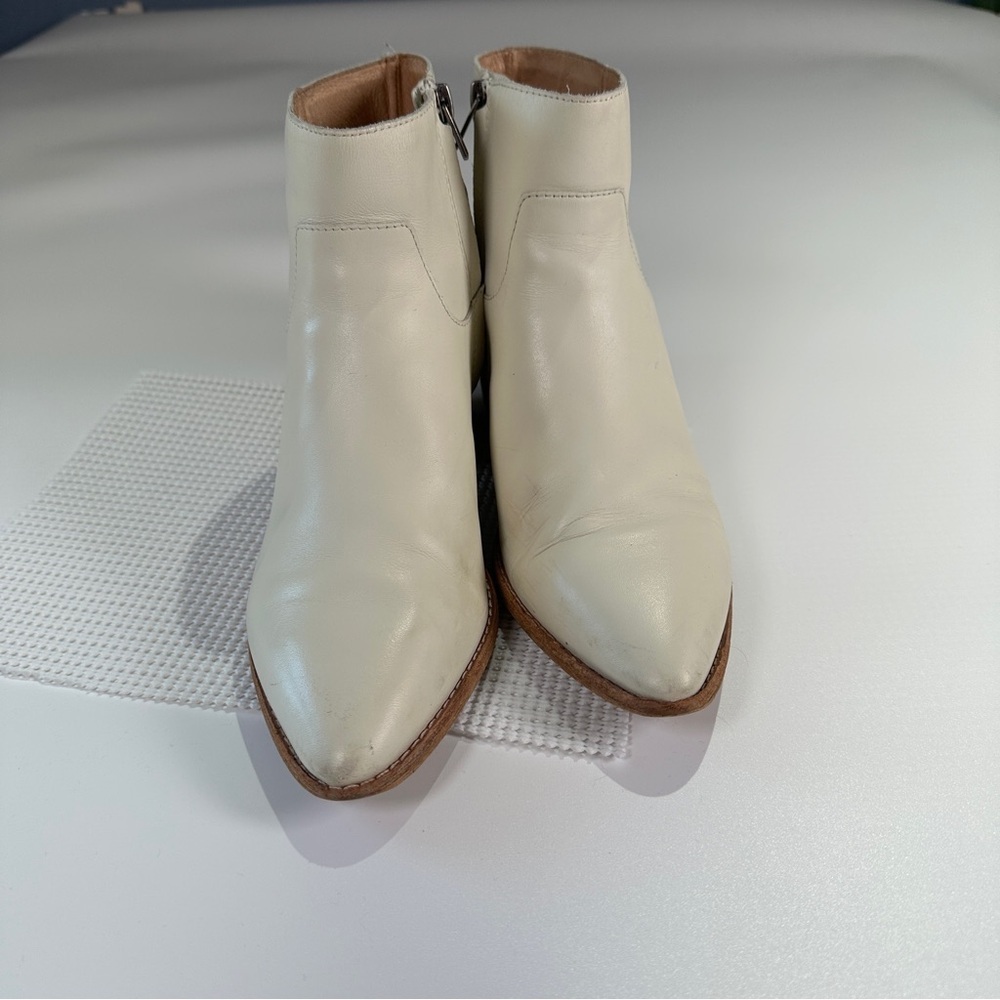 Madewell Charley ankle boots ivory leather pointed toe stacked heel size 8.5 - Picture 6 of 12
